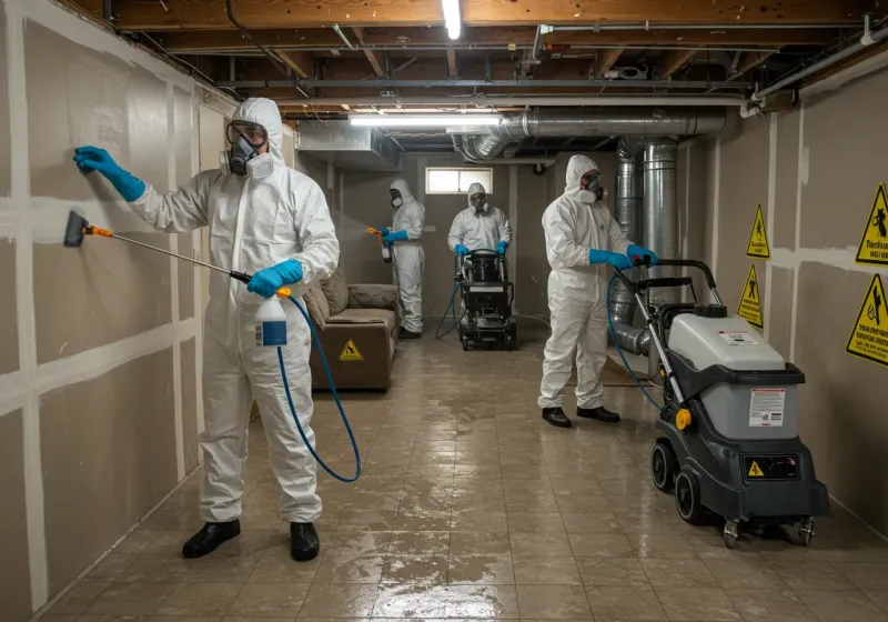 Basement Moisture Removal and Structural Drying process in Saks, AL